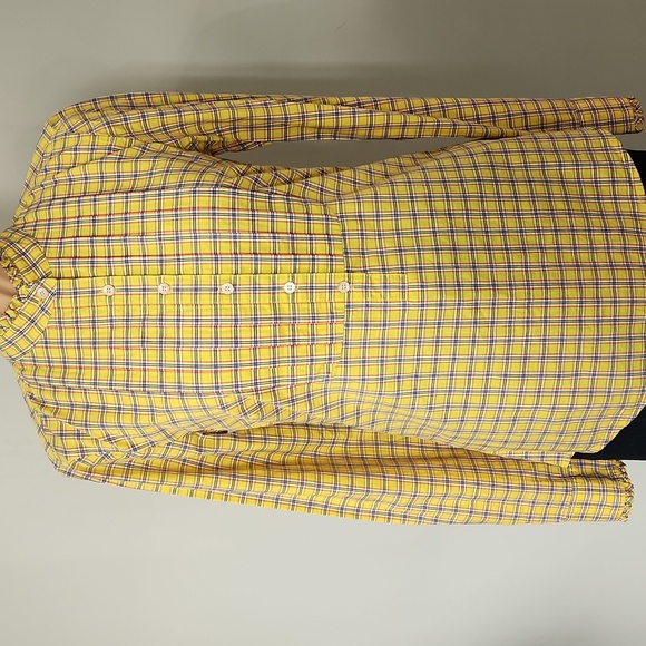 NWT J.Crew XS Yellow Plaid Ruffleneck Tuxedo Bib Blouse - Preppy Ruffle Shirt - Picture 7 of 12